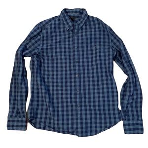 J. Crew button down gingham checked long sleeve shirt blue 100% cotton medium